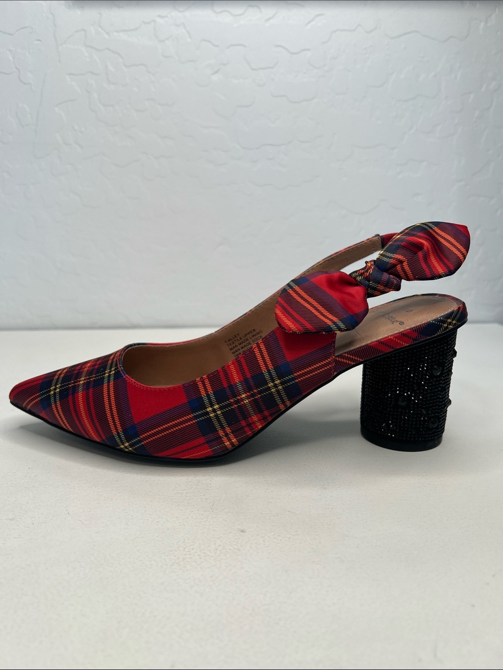 Torrid X Betsey Johnson Alley red plaid black cylinder sparkle heel 10W - Picture 9 of 13